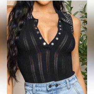 Black Studded Women's Top
